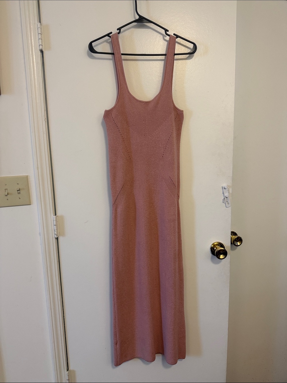 Scoop-Neck Sleeveless Knit Maxi Dress in Dusty Rose